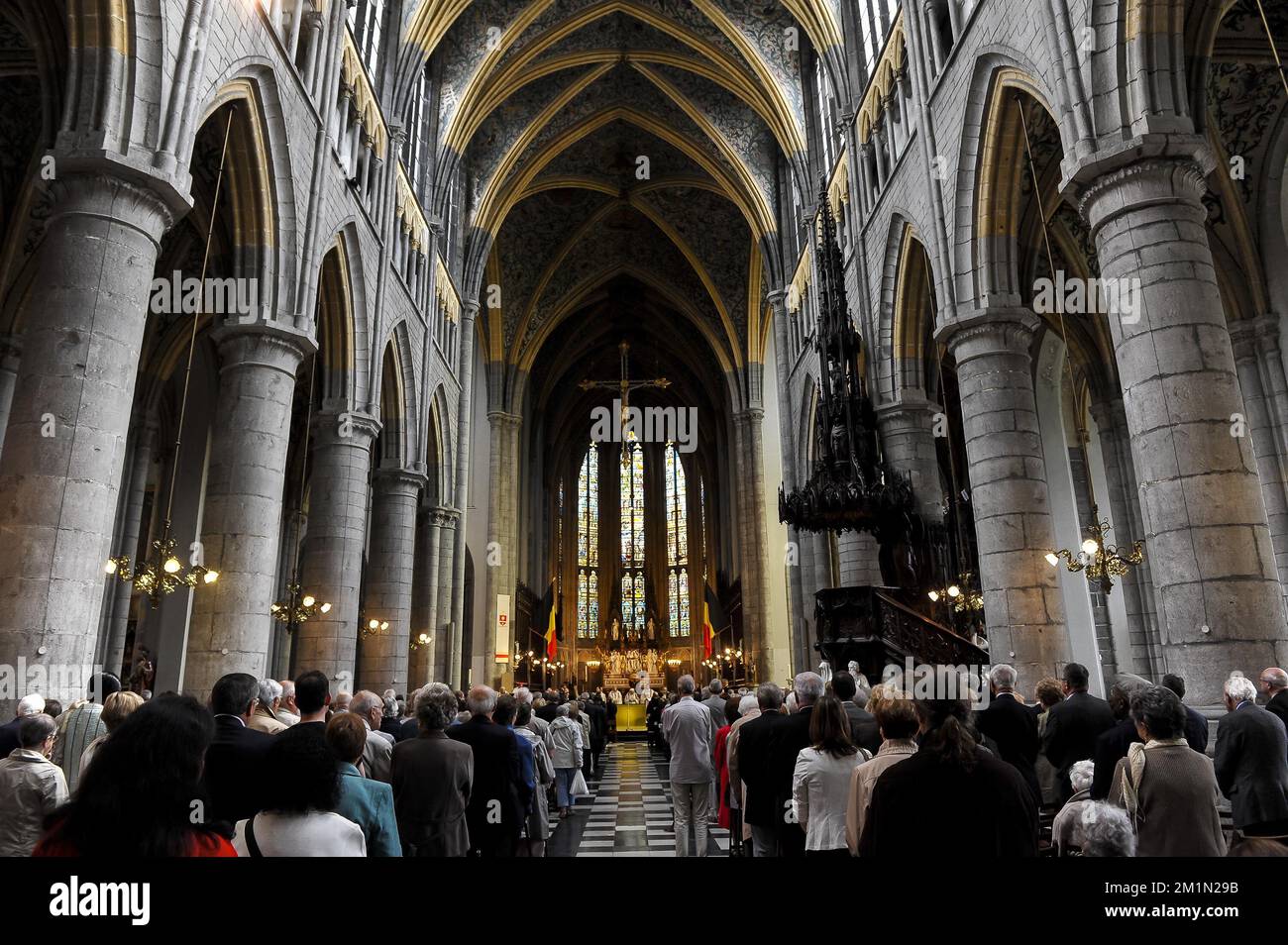 20120721 - LIEGE, BELGIUM: Illustration picture shows the Te Deum mass, on the occasion of today's Belgian National Day, at the Cathedrale Saint-Paul (Sint-Pauluskathedraal) cathedral, Saturday 21 July 2012 in Liege. BELGA PHOTO NICOLAS LAMBERT Stock Photo