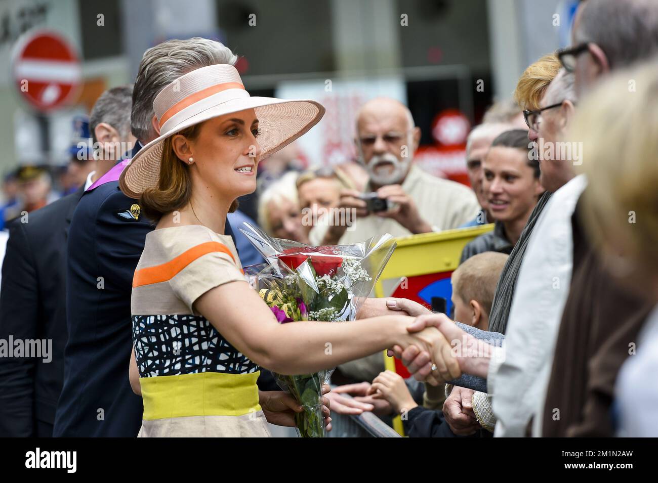 20120721 - LIEGE, BELGIUM: Princess Claire of Belgium pictured after the Te Deum mass, on the occasion of today's Belgian National Day, at the Cathedrale Saint-Paul (Sint-Pauluskathedraal) cathedral, Saturday 21 July 2012 in Liege. BELGA PHOTO NICOLAS LAMBERT Stock Photo