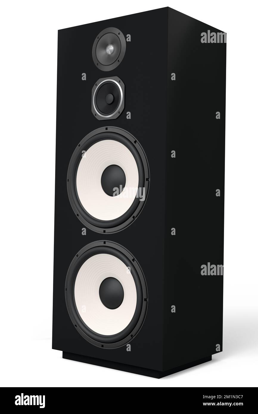 Hifi speakers with loudspeakers isolated on white background. 3d
