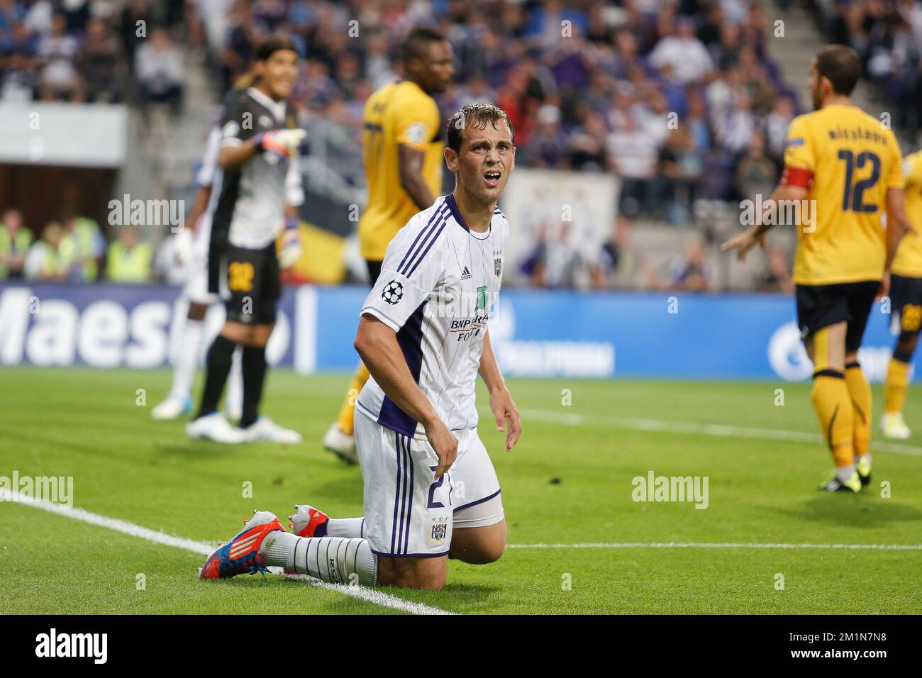 Soccer - UEFA Champions League - Play Offs - Second Leg - RSC Anderlecht v  Olympique Lyonnais - Constant Vanden Stock Stadium. Tom De Sutter, RSC  Anderlecht Stock Photo - Alamy