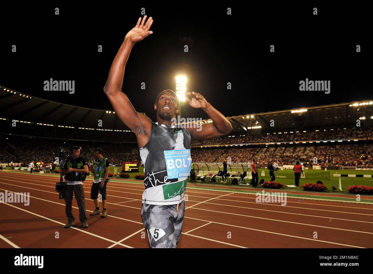 Jamaican's Usain Bolt pictured after the Men 100m event at the Memorial