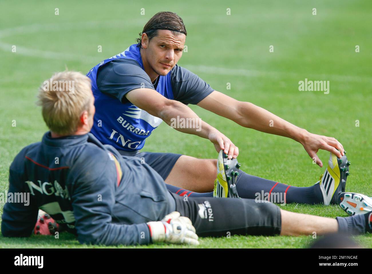 20120910 - BRUSSELS, BELGIUM: Belgium's Daniel Van Buyten pictured during a training session of the Red Devils, the Belgian national soccer team, Monday 10 September 2012 at the King Baudouin stadium, in Brussels. The team is preparing for the second qualifying match for the 2014 Soccer World Championships, against Croatia tomorrow. BELGA PHOTO BRUNO FAHY Stock Photo