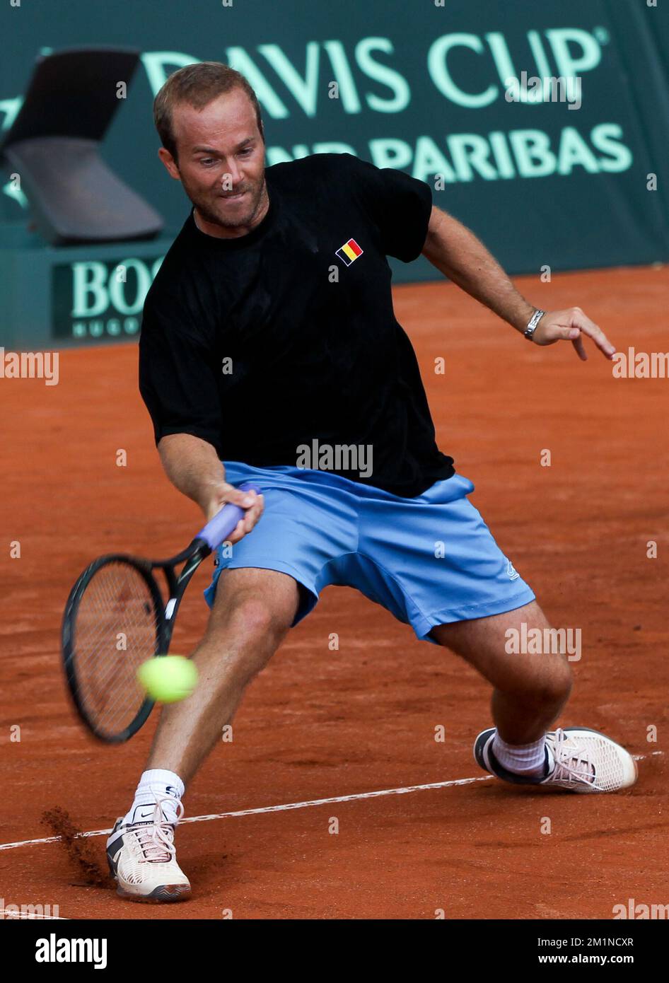 20120912 - BRUSSELS, BELGIUM: Belgian Olivier Rochus pictured during a  training session of the Belgium Davis Cup team at the Royal Primerose Tennis  Club in Brussels, Wednesday 12 September 2012. This weekend,