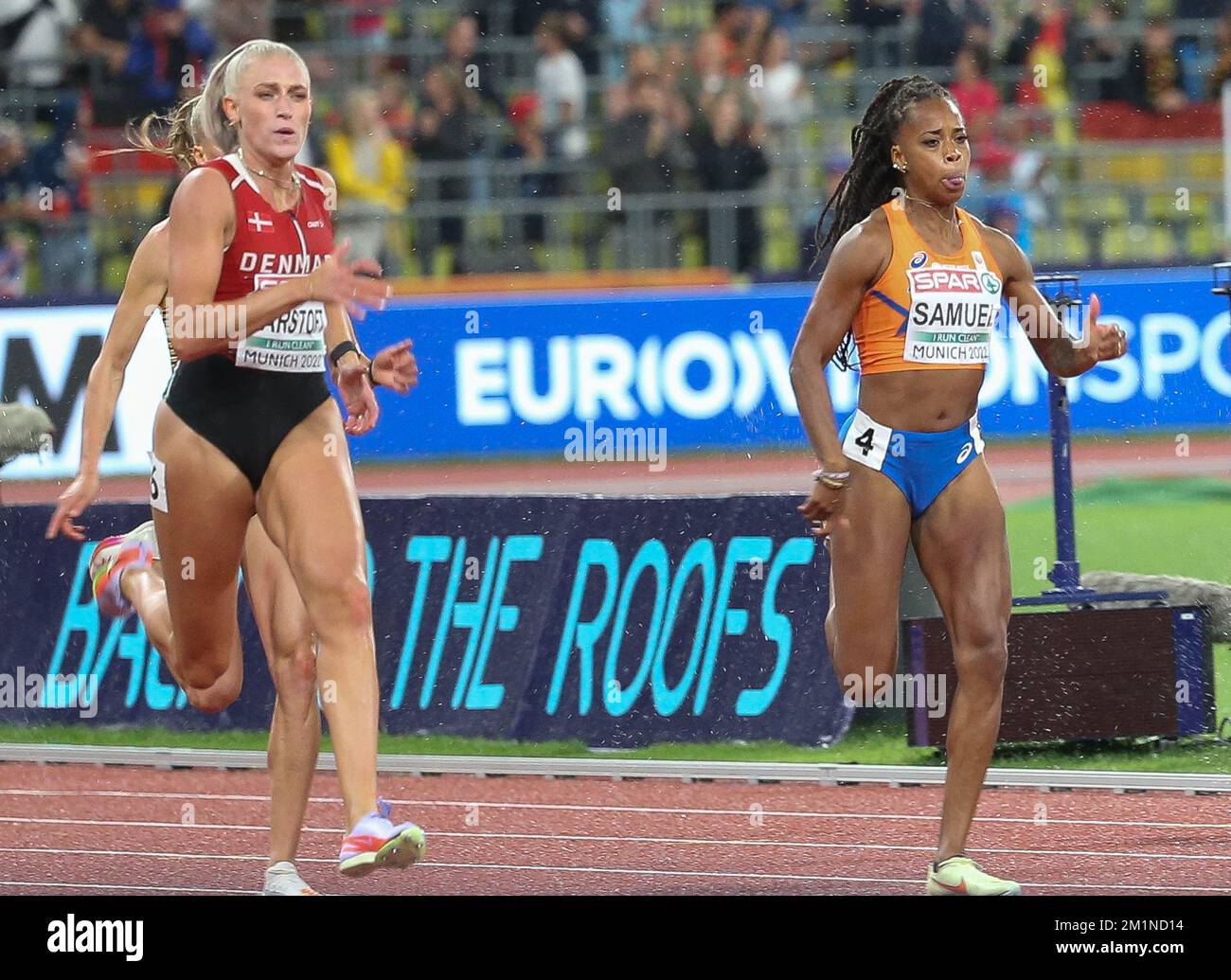 KARSTOFT Ida of Danemark and SAMUEL Jamile of Netherlands WOMEN'S 200M SEMIFINAL 1 during the European Athletics Championships 2022 on August 18, 2022 in Munich, Germany - Photo Laurent Lairys / DPPI Stock Photo