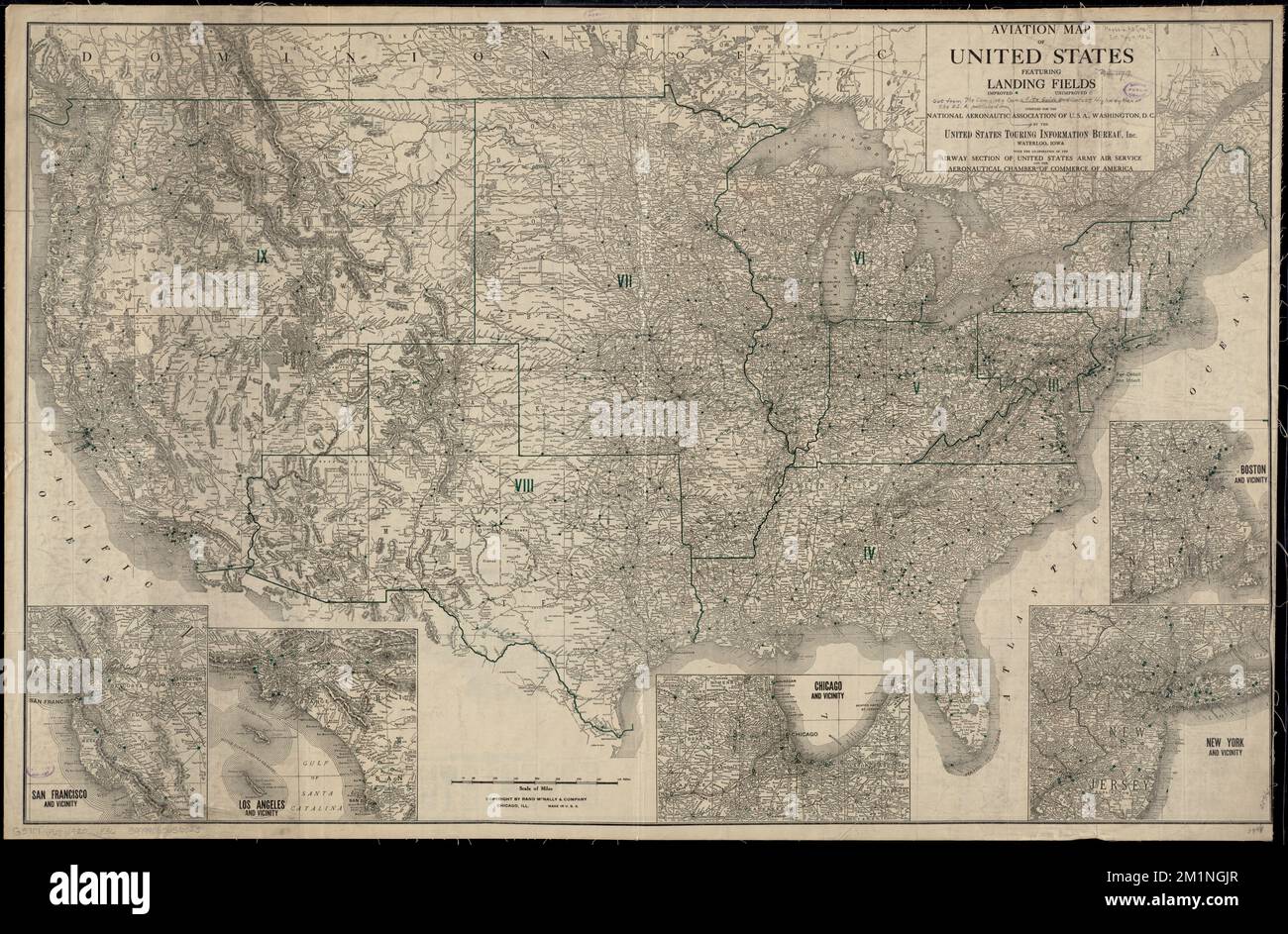 Aviation map of United States : featuring landing fields, improved, unimproved , Camp sites, facilities, etc, United States, Maps, Airports, United States, Maps Norman B. Leventhal Map Center Collection Stock Photo