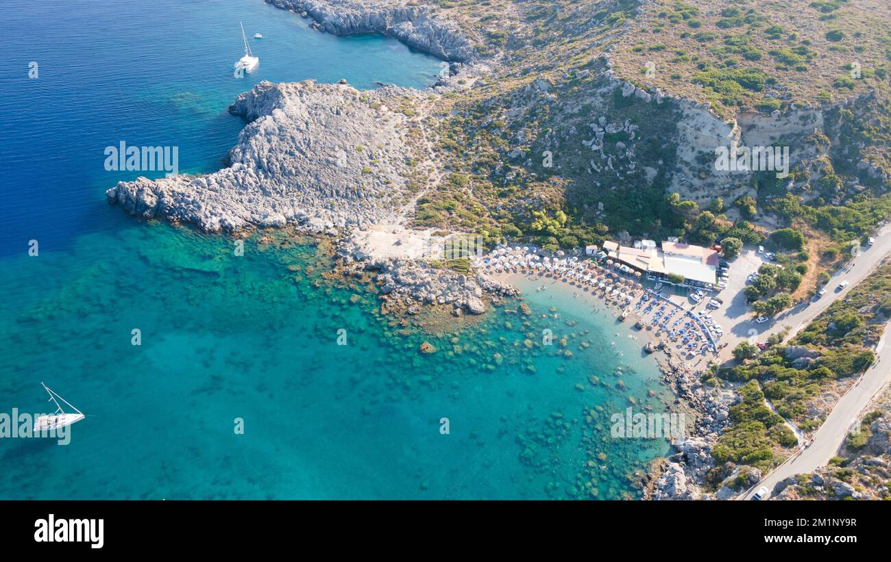 An aerial view of a boat sailing the blue ocean Stock Photo - Alamy