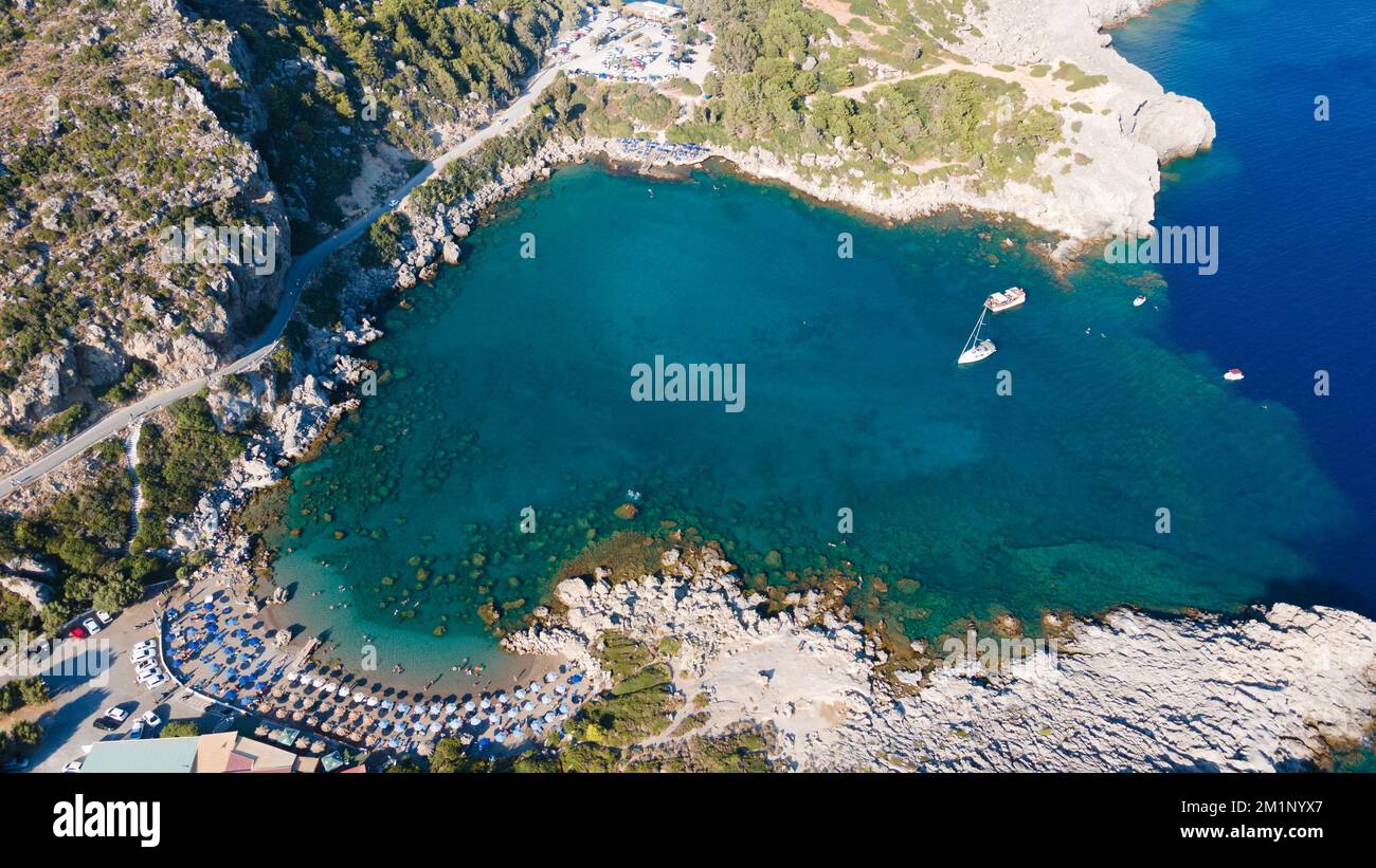 An aerial view of a boat sailing the blue ocean Stock Photo - Alamy