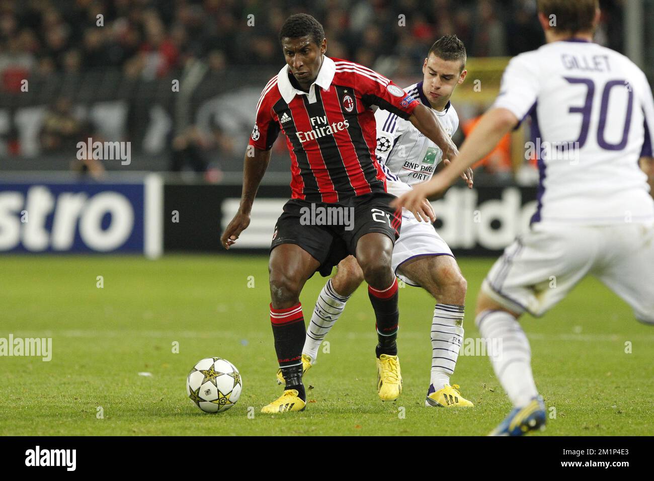 20121121 - BRUSSELS, BELGIUM: Milan's Kevin Constant pictured during on the fifth day of the group C of Champions League group C, at the game of Belgium sporting Anderlecht and Italian AC Milan, Wednesday 21 November 2012 in Brussels. BELGA PHOTO KRISTOF VAN ACCOM Stock Photo