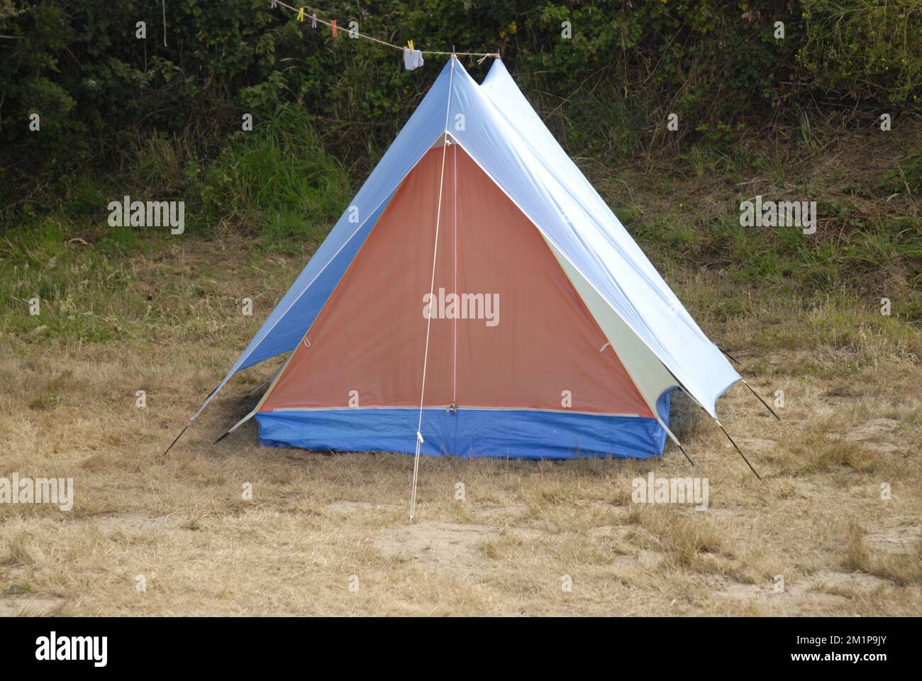Toppling, Tent in the 70ies Stock Photo