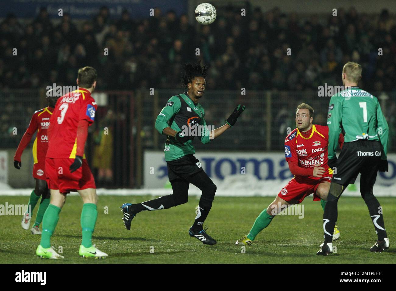 20130116 - OOSTENDE, BELGIUM: Cercle's Michael Uchebo pictured during the return leg of the Cofidis Cup 1/4 final between Oostende KV and Cercle Brugge, Wednesday 16 January 2013 in Oostende. BELGA PHOTO KRISTOF VAN ACCOM Stock Photo
