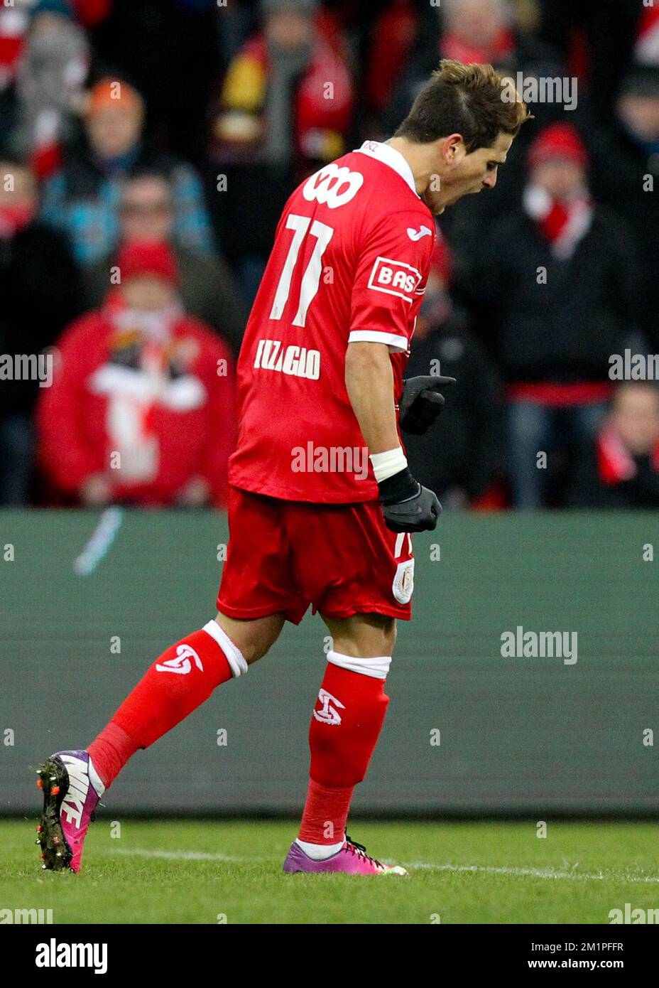 20130125 - LIEGE, BELGIUM: Standard's Maor Bar Buzaglo looks dejected during the Jupiler Pro League match between Standard de Liege and KV Kortrijk, in Liege, Friday 25 January 2013, on day 24 of the Belgian soccer championship. BELGA PHOTO VIRGINIE LEFOUR Stock Photo