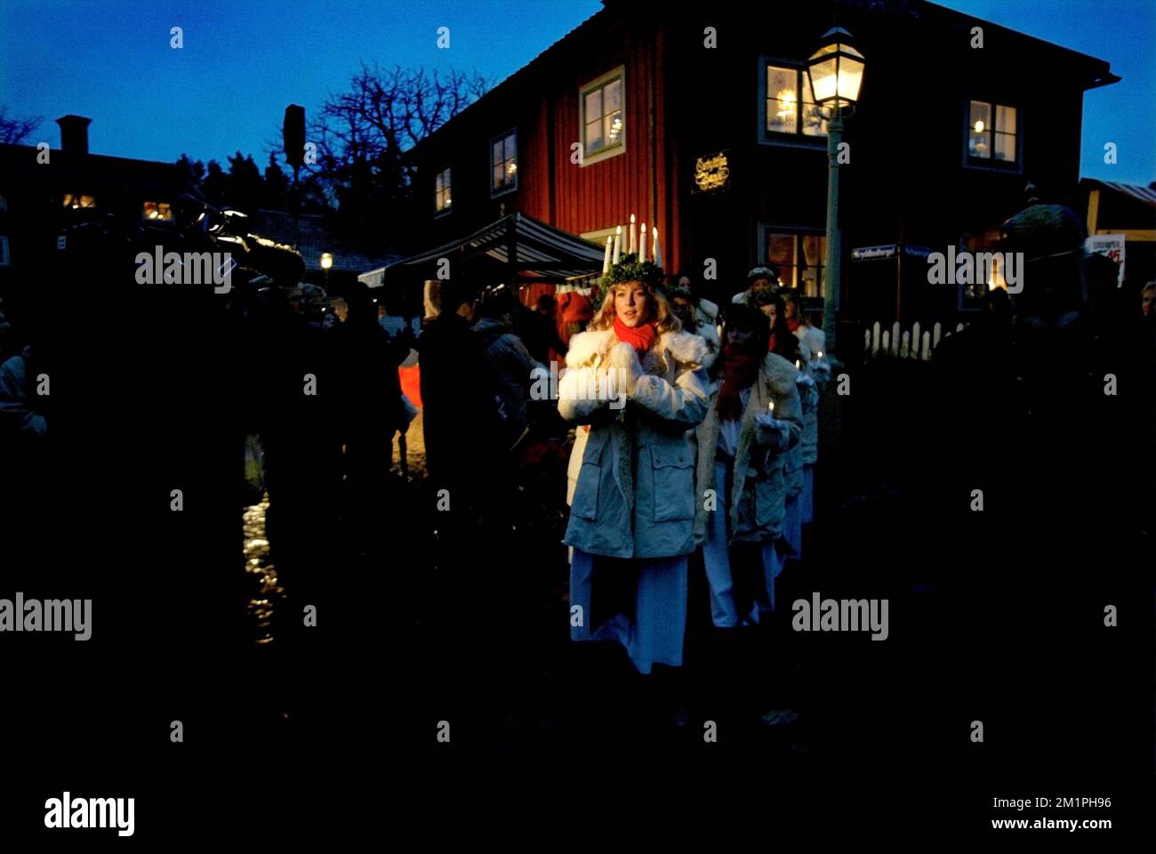 Lucia celebration, Old town Linköping, Sweden. Stock Photo