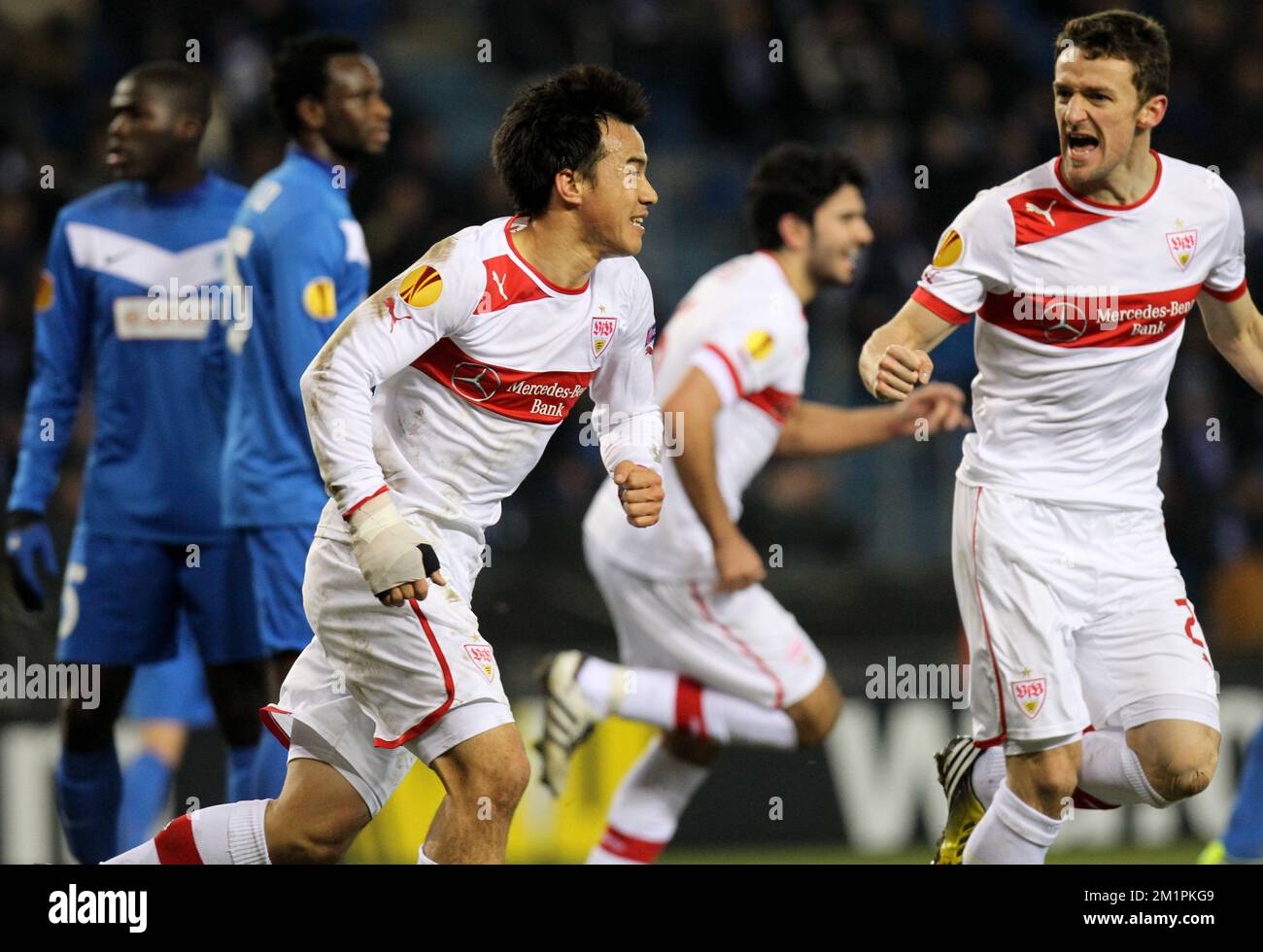 Slavia Praha players celebrate drawing Roma in Europa League group