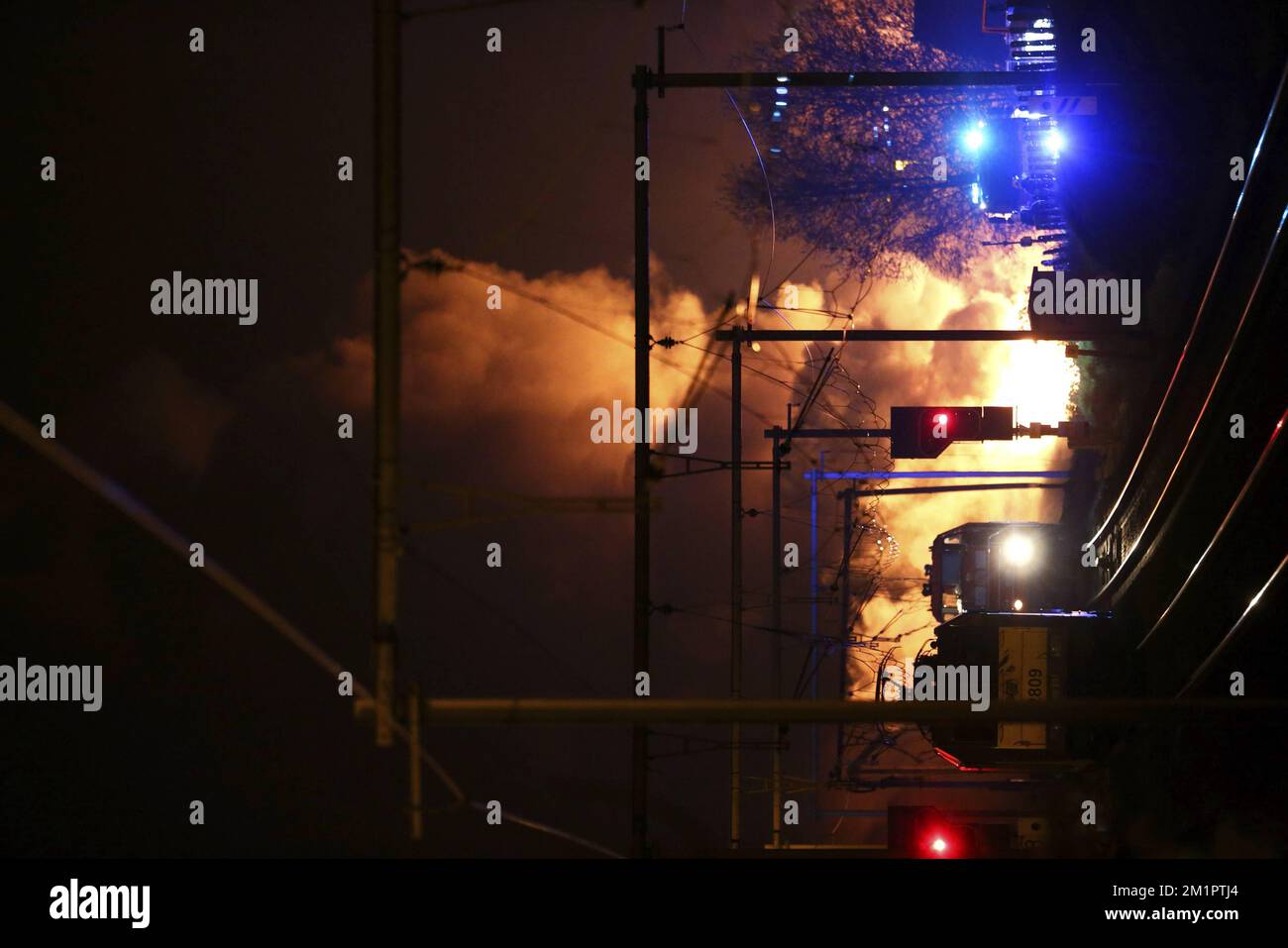 Illustration picture shows a freight train exploded around 2 o clock in ...