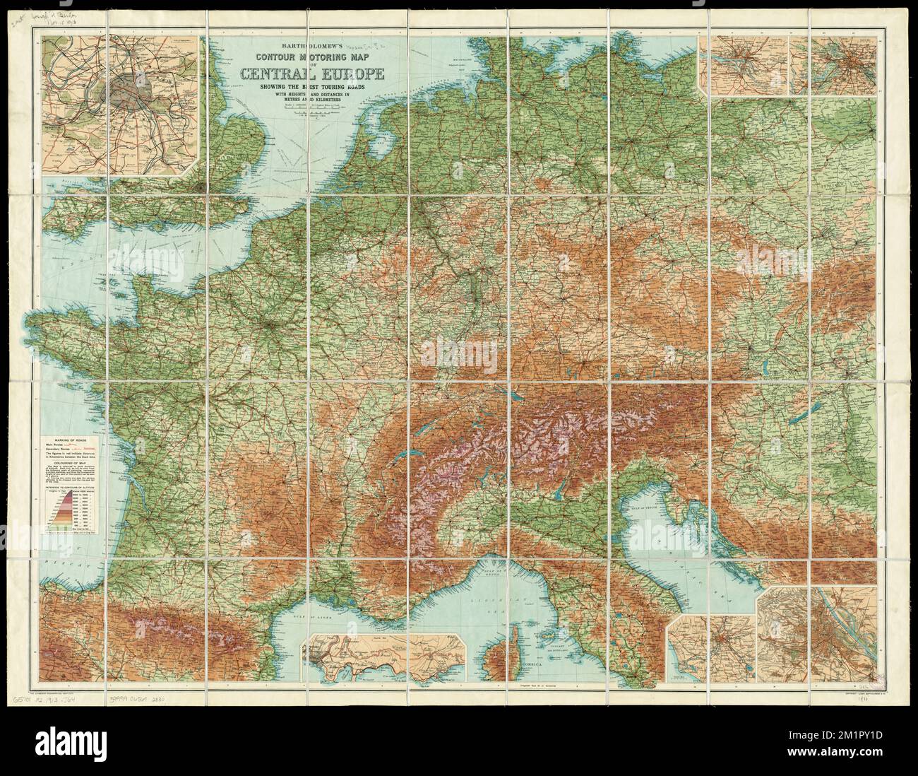 Bartholomew's contour motoring map of Central Europe showing the best ...