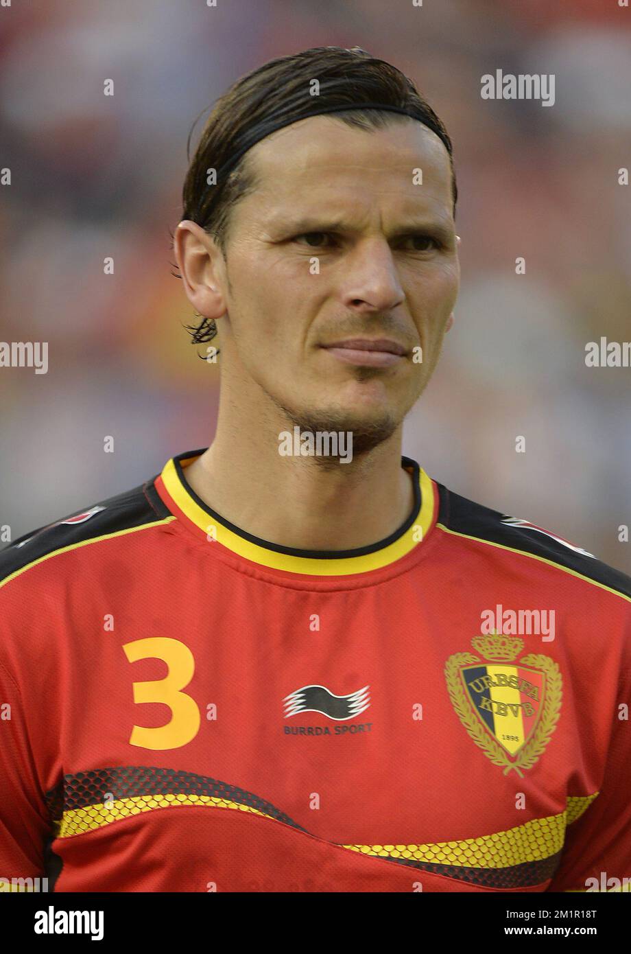 Belgium's Daniel Van Buyten pictured at the start of a match of the Belgian national soccer team 'Red Devils' against the Serbian national soccer team, Friday 07 June 2013 in Brussels. The game is part of the qualifying matches for the 2014 FIFA World Cup.  Stock Photo