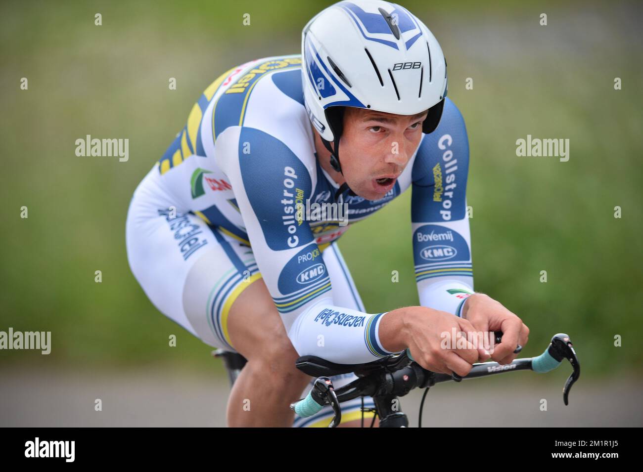 Dutch Kenny van Hummel of team Vacansoleil-DCM in action during the first stage of the Ster ZLM Tour cycling race, a prologue of 8 km in Goes, in the Netherlands, Wednesday 12 June 2013. Ster Zlm is a five days race from 12 to 16 June in The Netherlands.  Stock Photo