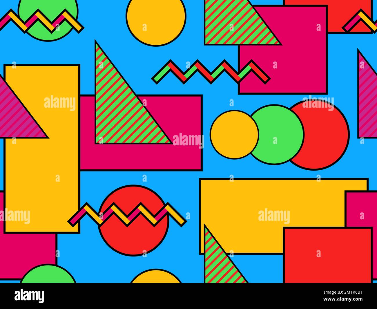 Memphis seamless pattern with geometric shapes in 80s style. Colorful ...