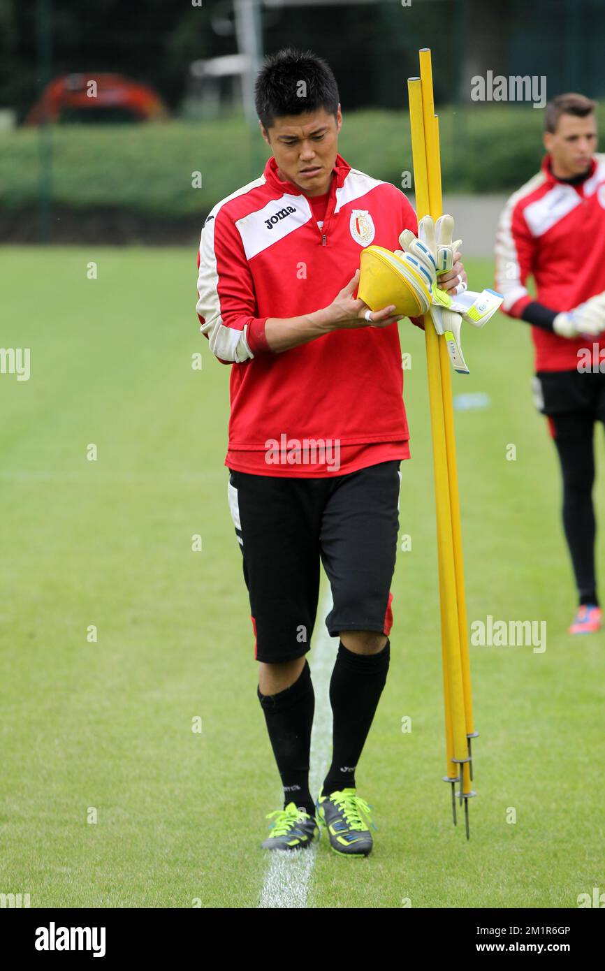 Standard's Eiji Kawashima pictured during a training session of Belgian first division soccer team Standard de Liege, Thursday 11 July 2013 in Liege.  Stock Photo