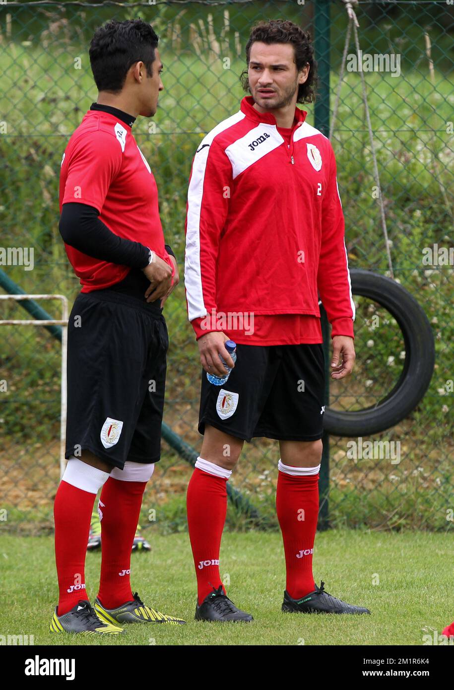 Standard's Reza Ghoochannejhad and Standard's Alessandro Iandoli pictured during a training session of Belgian first division soccer team Standard de Liege, Thursday 11 July 2013 in Liege.  Stock Photo