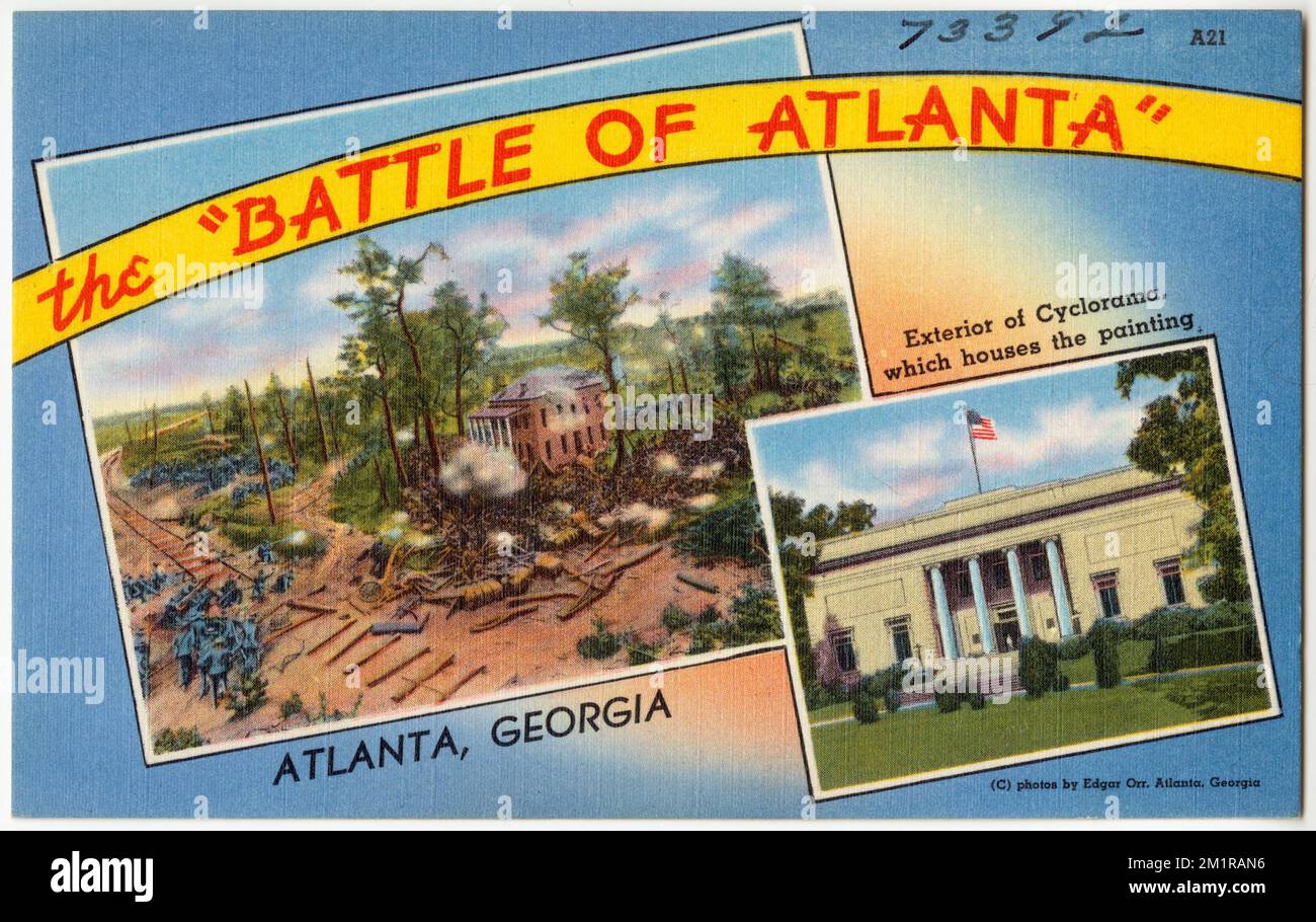 The 'Battle of Atlanta', Atlanta, Georgia, Exterior of Cyclorama which houses the painting , Galleries & museums, Tichnor Brothers Collection, postcards of the United States Stock Photo