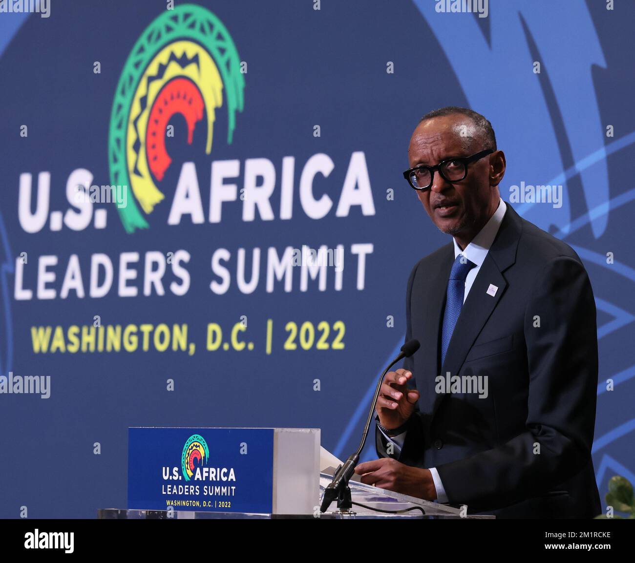 Washington, United States. 13th Dec, 2022. President of Rwanda Paul Kagame speaks during the U.S. Africa Space Forum on the first day of the U.S. Africa Leaders Summit at the Walter E. Washington Convention Center in Washington DC on Tuesday December 13, 2022. Photo by Jemal Countess/UPI Credit: UPI/Alamy Live News Stock Photo