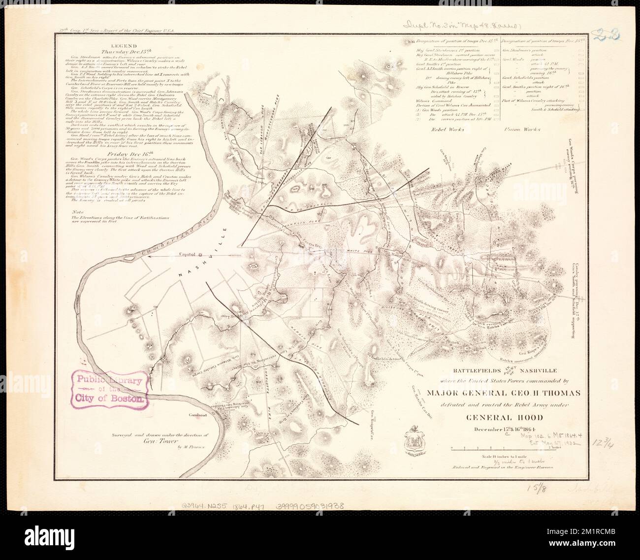 Battlefields in front of Nashville - Battlefields In Front Of Nashville Where The United States Forces Commanded By Major General Geo H Thomas Defeated And Routed The Rebel Army Under General Hood December 15th 16th 1864 Nashville Tenn History 19th Century Maps December 15 1864december 16 1864 Norman B Leventhal Map Center Collection 2M1RCMB 