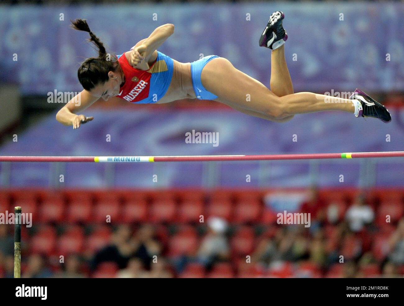 Russian Yelena Isinbayeva in action at the World Athletics Championships at the Luzhniki Stadium in Moscow, Russia, Tuesday 13 August 2013. The World Championships are taking place from 10 to 18 August.  Stock Photo