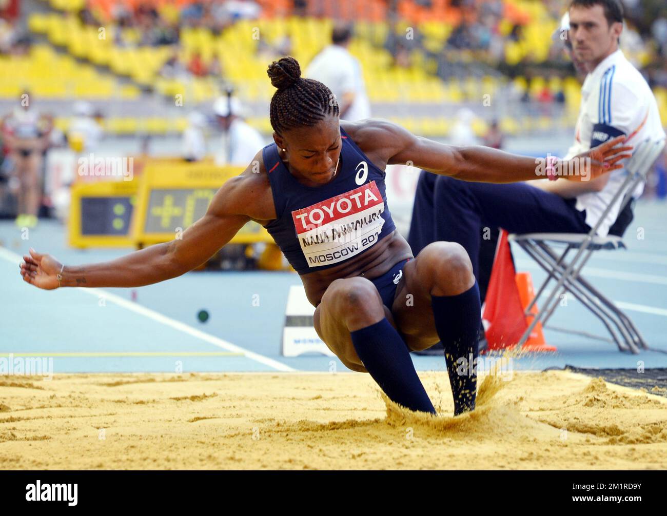 French Antoinette Nana Djimou Ida in action during the men's long jump competition on the second day of the women heptathlon at the World Athletics Championships at the Luzhniki Stadium in Moscow, Russia, Tuesday 13 August 2013. The World Championships are taking place from 10 to 18 August.  Stock Photo