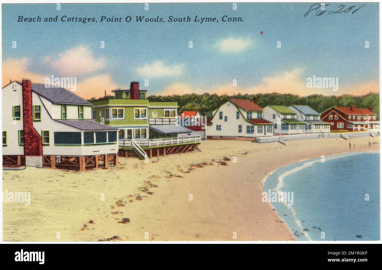 Beach and cottages, Point O' Woods, South Lyme, Conn. , Beaches, Houses