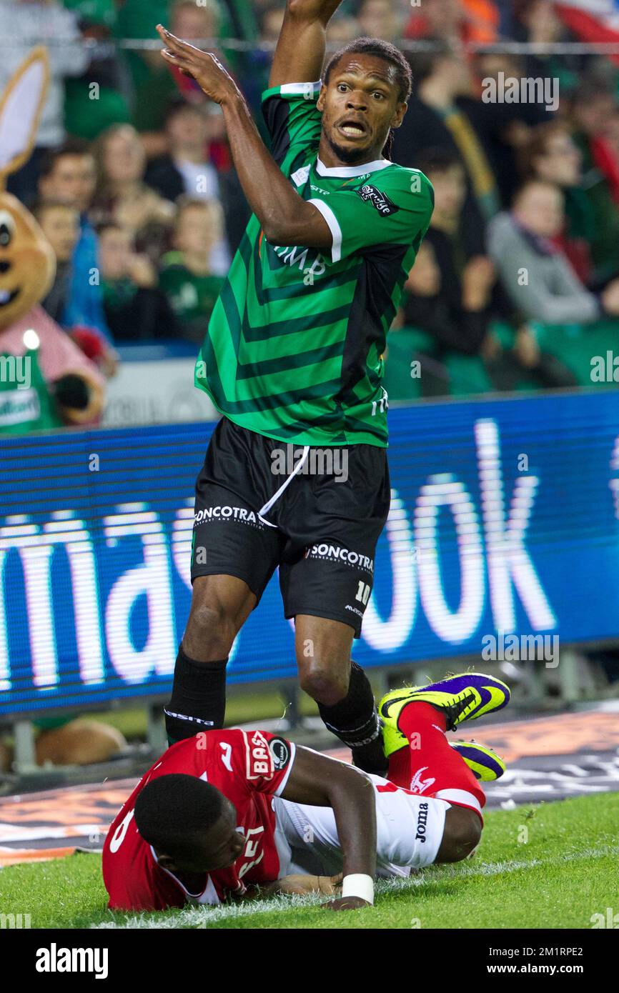 Cercle's Michael Uchebo pictured during the Jupiler Pro League match between Cercle Brugge and Standard de Liege, in Brugge, Sunday 29 September 2013, on day 09 of the Belgian soccer championship.  Stock Photo