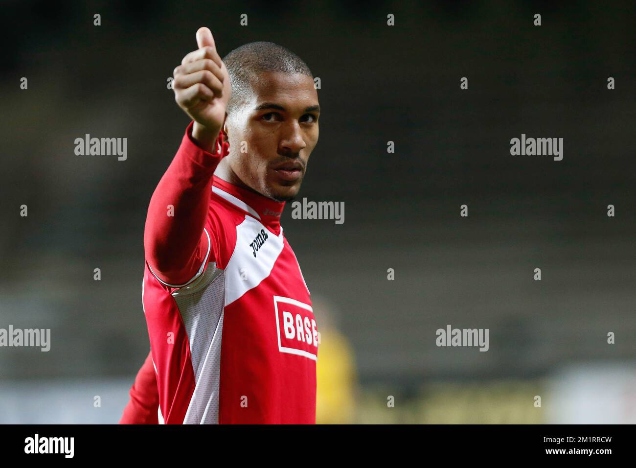 Anderlecht's Bram Nuytinck and Standard's William Vainqueur fight for the  ball during the Jupiler Pro League match of Play-Off 1 between Standard de  Liege and RSC Anderlecht, in Liege Stock Photo 