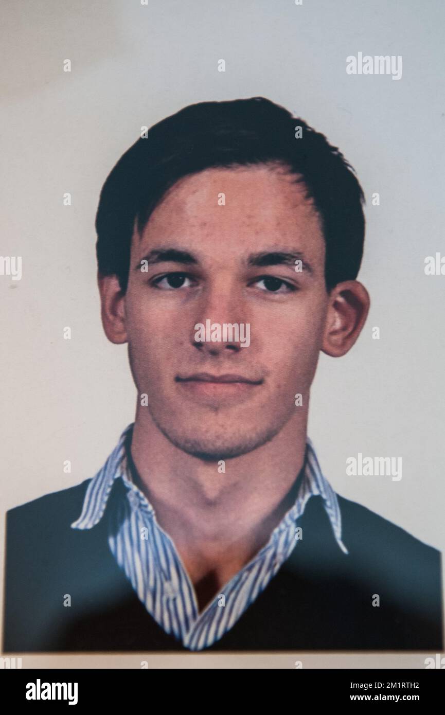 Illustration picture shows in memoriam card of Gregory Bluj ahead of a