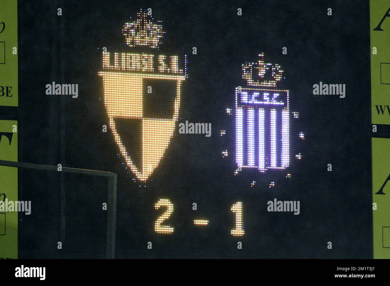 20131102 - LIER, BELGIUM: Illustration picture shows the scoreboard after the Jupiler Pro League match between Lierse and Charleroi, in Lier, Saturday 02 November 2013, on day 14 of the Belgian soccer championship. BELGA PHOTO YORICK JANSENS Stock Photo