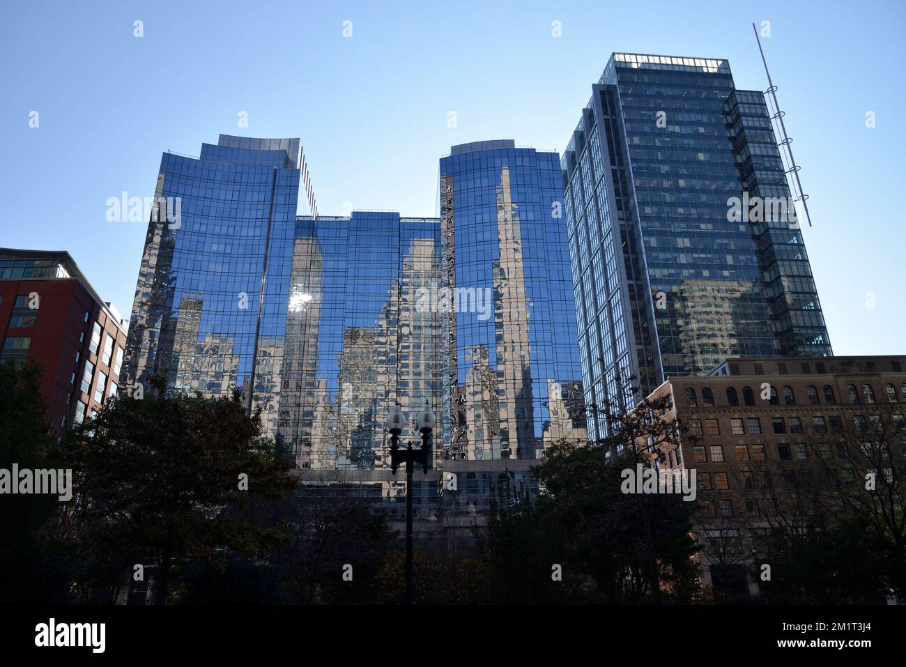 Glass front of InterContinental Boston, Financial District, Boston, Massachusetts, USA Stock Photo