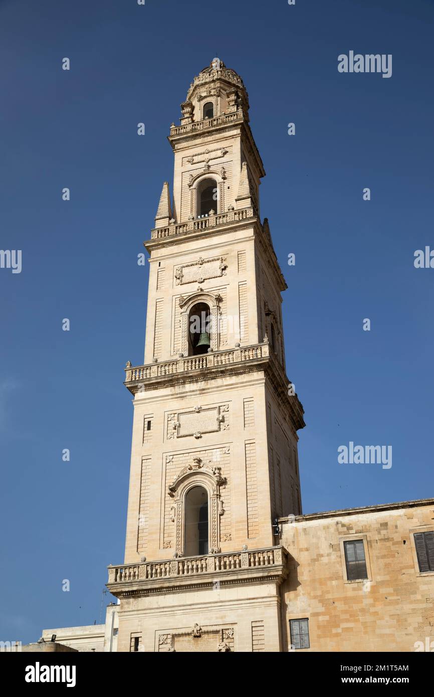 The duomo cathedral campanile in Piazza del Duomo, Lecce, Puglia, Italy, Europe Stock Photo