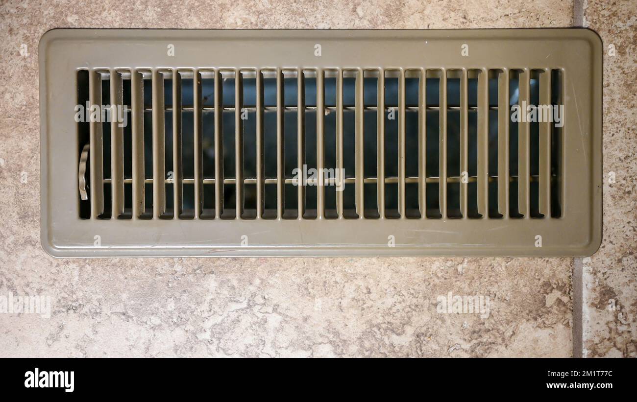 Selective focus on a residential home for HVAC in the open position. Stock Photo