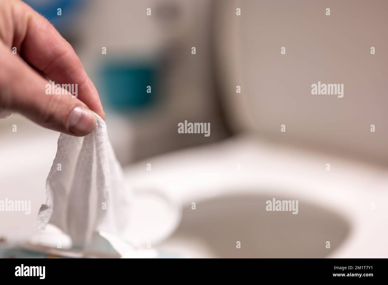 Disposable wipes being flushed down a toilet where they can cause