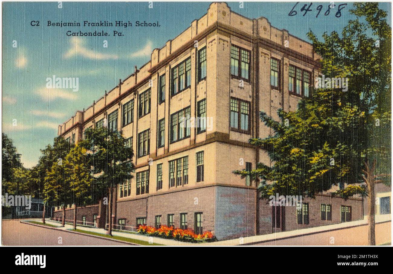 Benjamin Franklin High School, Carbondale, Pa. , Schools, Tichnor Brothers Collection, postcards of the United States Stock Photo