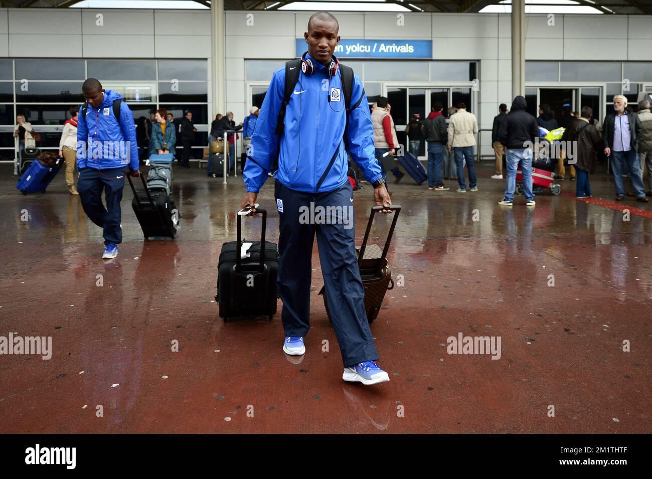 20140104 - ANTALYA, TURKEY: Genk's test player Sekou Cisse pictured after the travel of Belgian first division soccer team KRC Genk towards their winter camp in Turkey, Saturday 04 January 2014 at the airport of Antalya, Turkey. BELGA PHOTO YORICK JANSENS Stock Photo