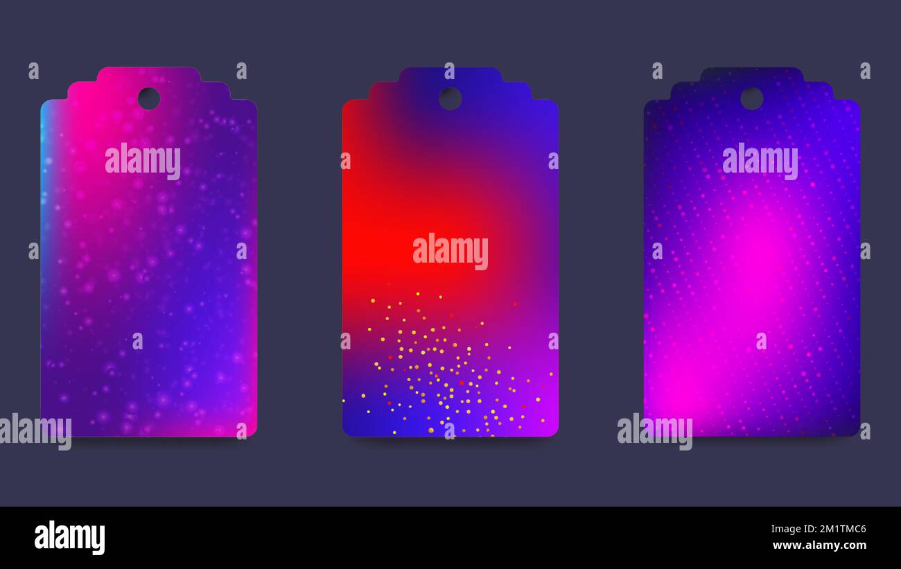 Gradient Label Tag Set of abstract winter gift tags. Bright gradient in a festive palette ...