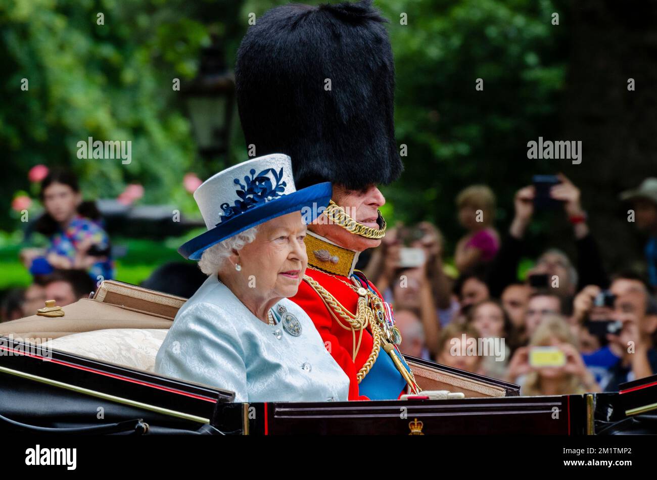 The Queen, Queen Elizabeth II in a carriage with Prince Philip, Duke of ...