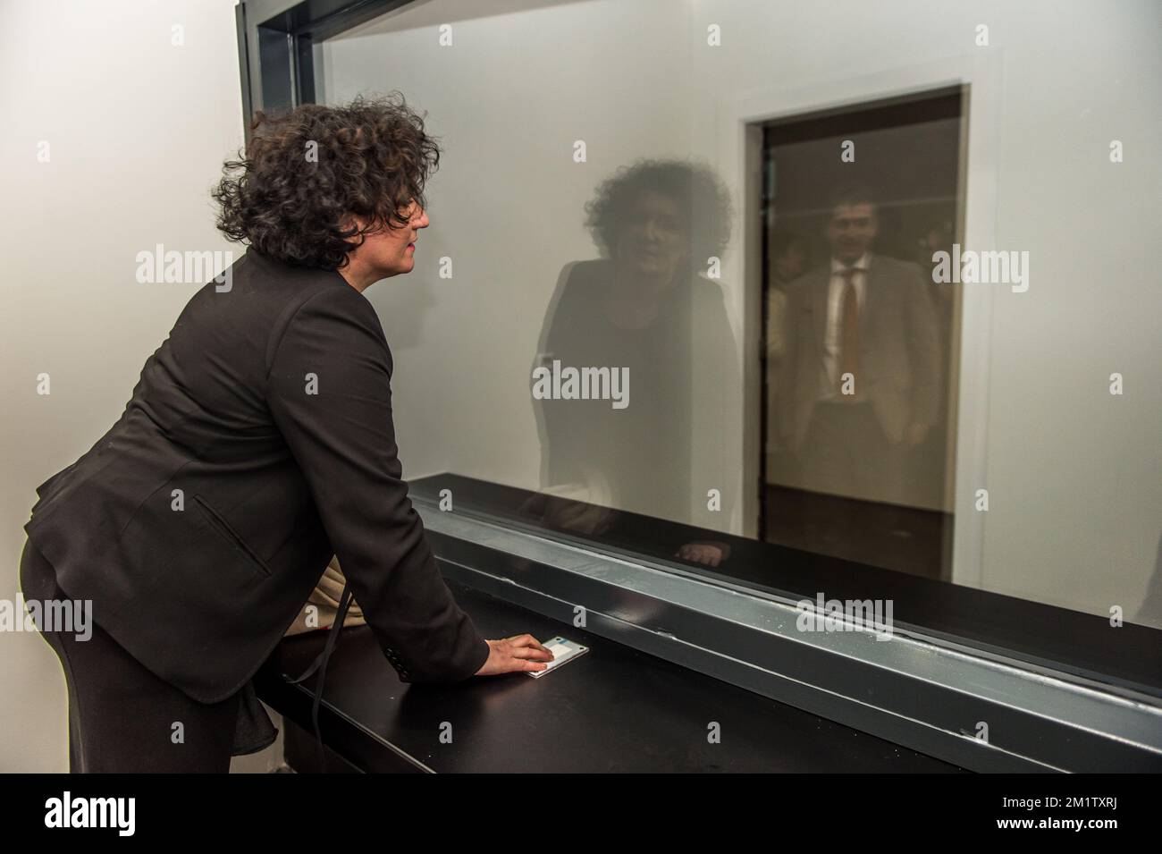 20140214 - BEVEREN-WAAS, BELGIUM: Minister of Justice Annemie Turtelboom is seen during the official opening of the new jail in Melsele, Beveren, which is one of the four new prisons planned in Belgium to enlarge the number of cells. BELGA PHOTO JONAS ROOSENS Stock Photo