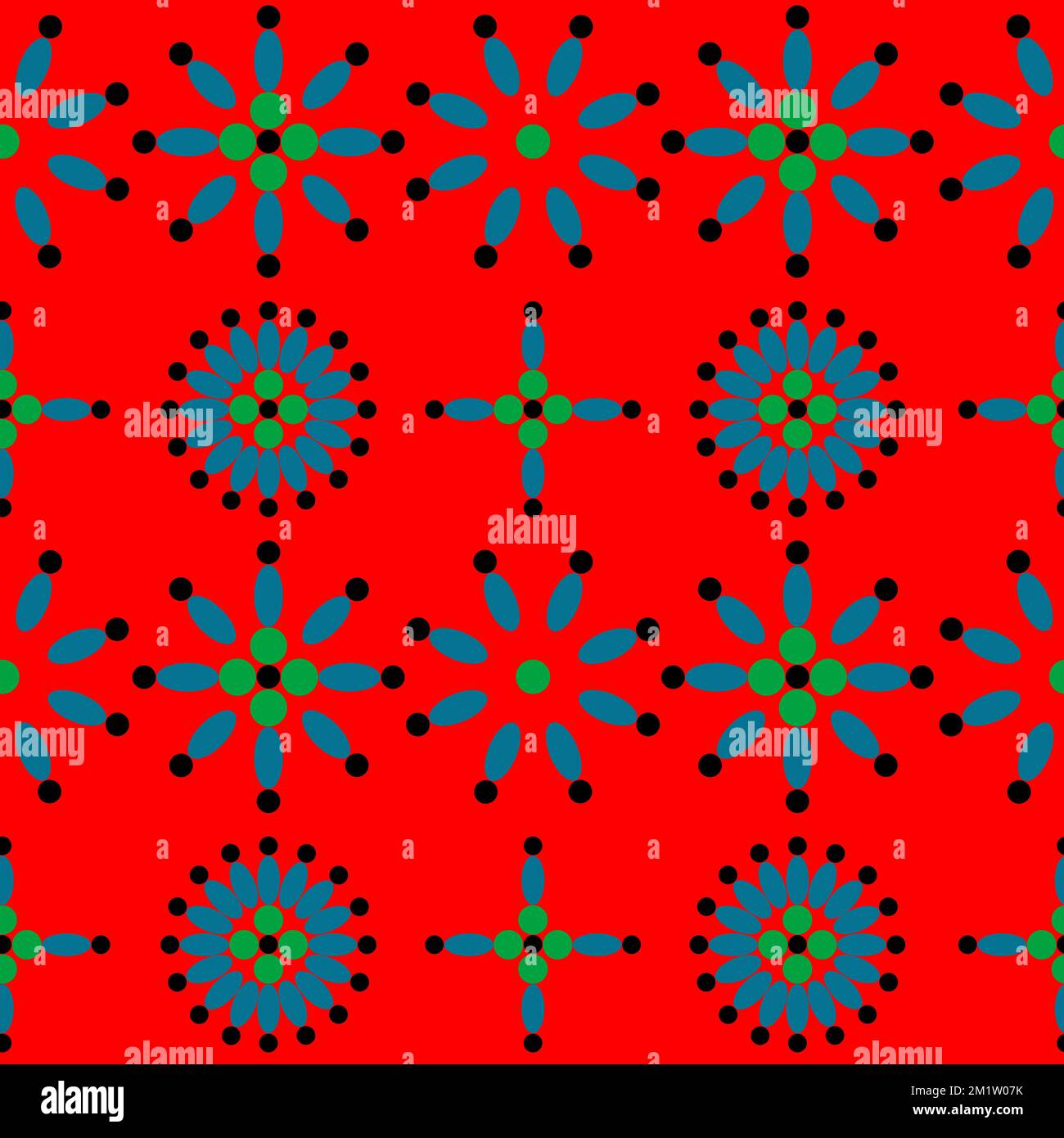 Geometrical shapes seamless pattern on red background Stock Vector