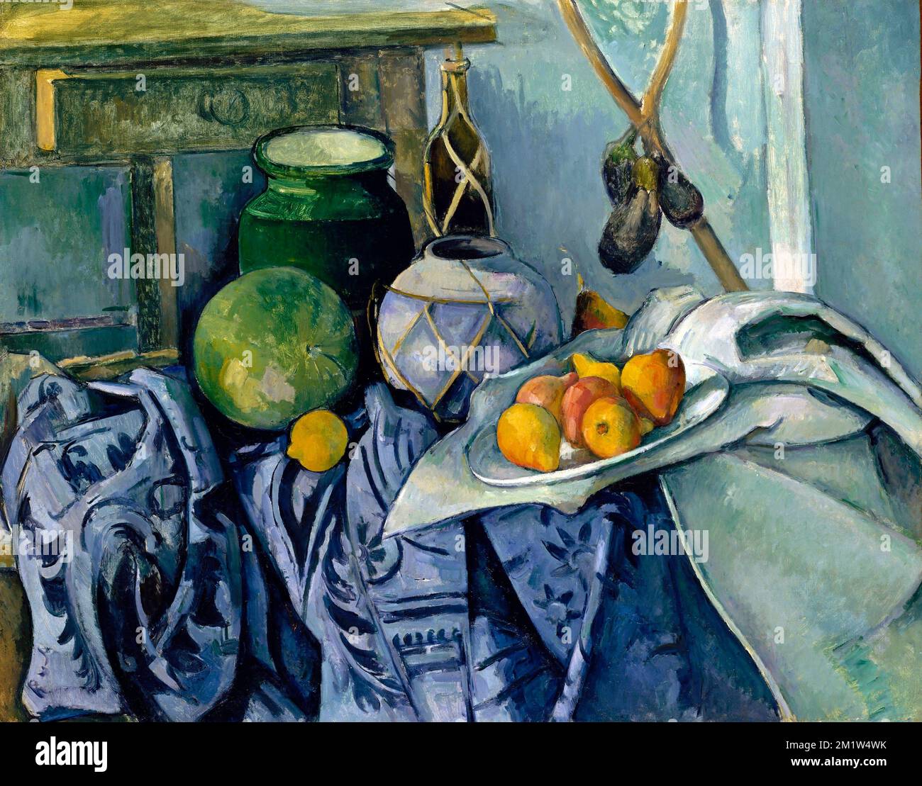 Still Life with a Ginger Jar and Eggplants by Paul Cezanne (1839-1906), oil on canvas, 1893/4 Stock Photo
