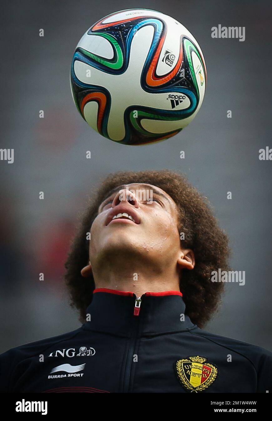 Belgium's Axel Witsel pictured in action during the last training session of the Belgian national soccer team Red Devils before their departure to the World Cup in Brazil, on Sunday 08 June 2014, in Brussels. The 2014 Fifa World Cup takes place from 12 June till 13 July in Brazil. BELGA PHOTO VIRGINIE LEFOUR Stock Photo