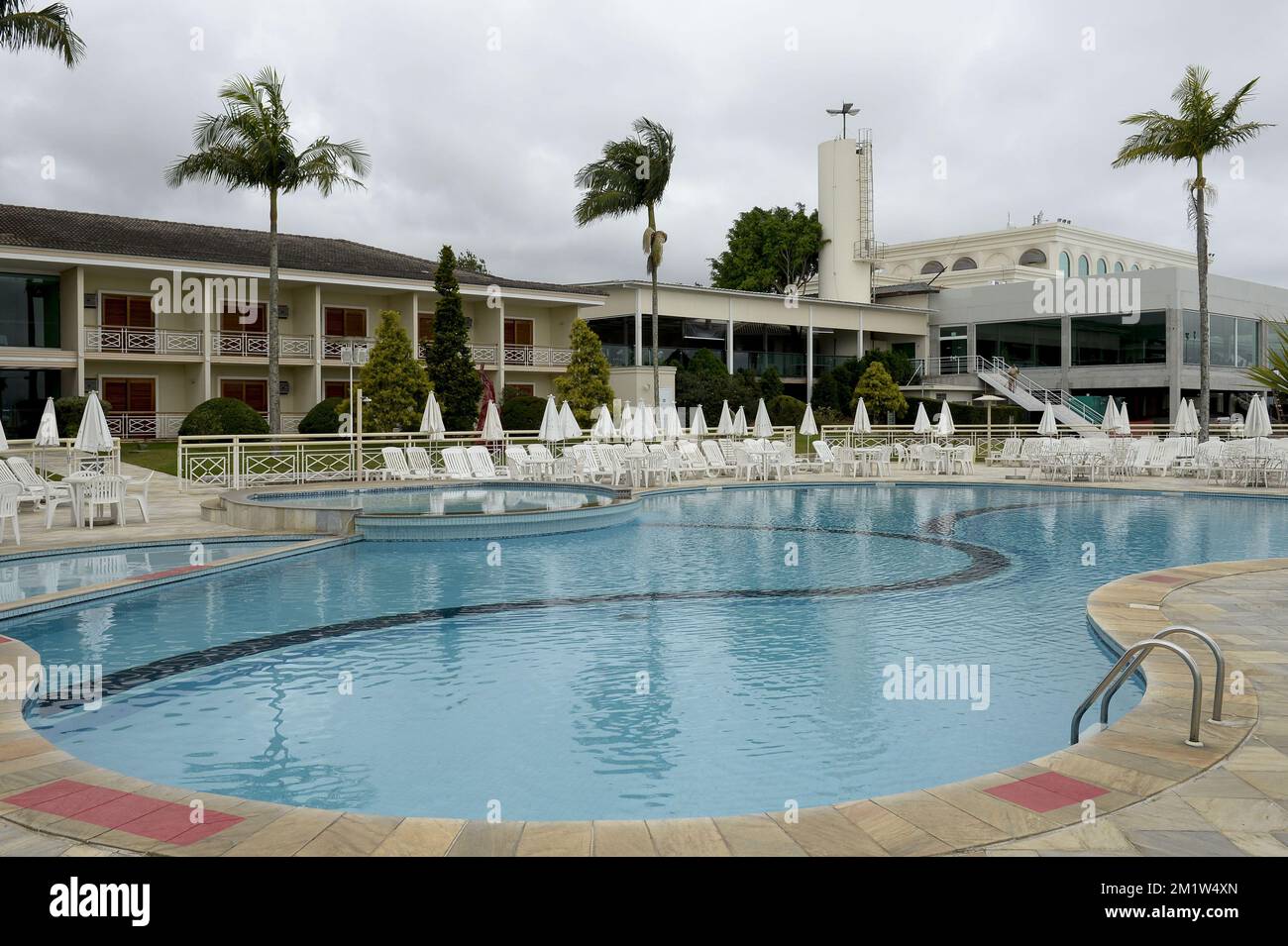 Illustration picture shows the swimming pool at the Paradise Golf and Lake resort where Belgian national soccer team Red Devils will be staying in Mogi Das Cruzes, Brazil, Monday 09 June 2014. The Belgian national soccer team Red Devils will reside at the hotel in Mogi Das Cruzes during the 2014 Fifa World Cup that takes place from 12 June till 13 July in Brazil. Stock Photo