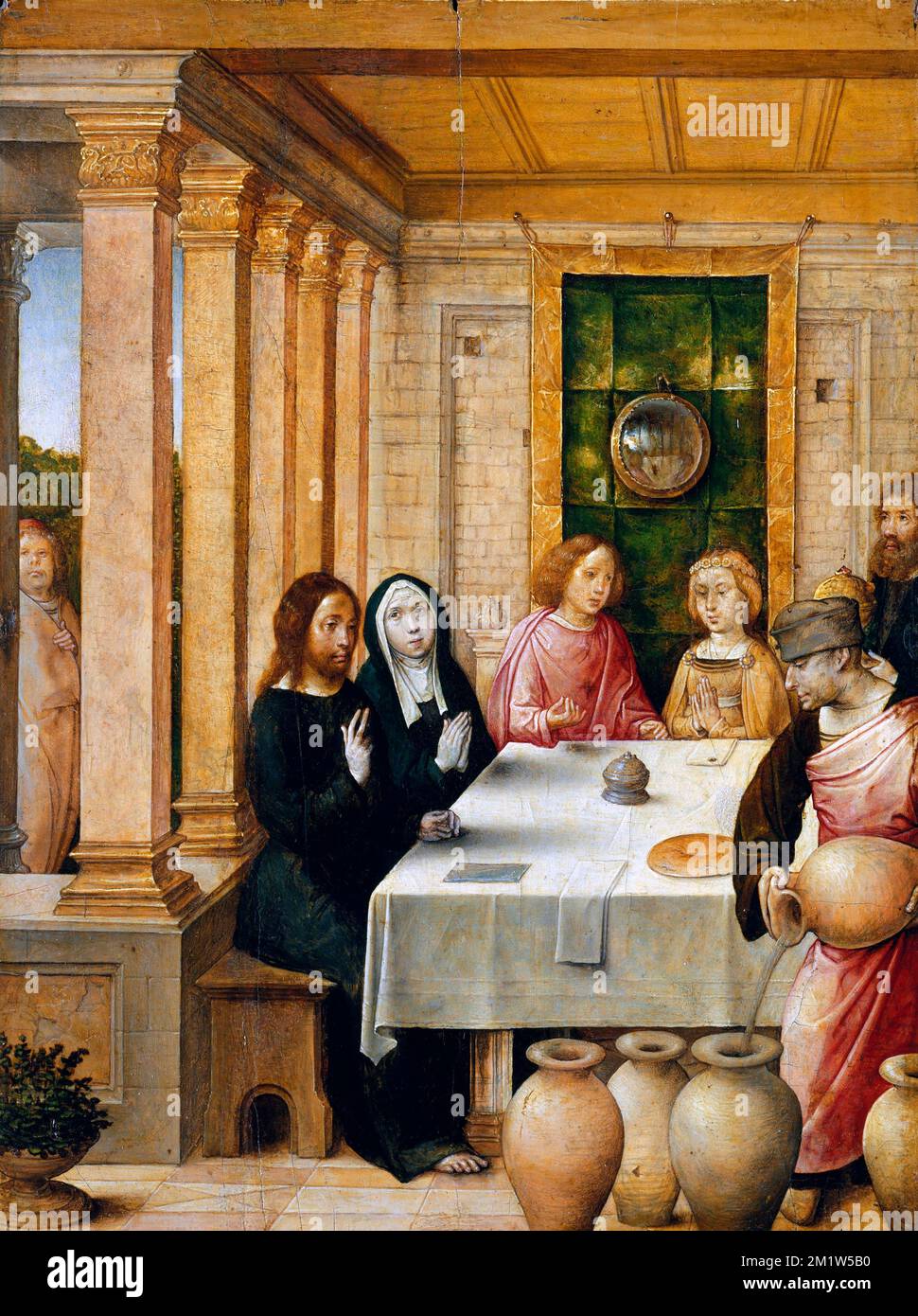 The Marriage Feast at Cana by Juan de Flandes (John of Flanders: c. 1460- c. 1519), oil on wood, c. 1500-04 Stock Photo