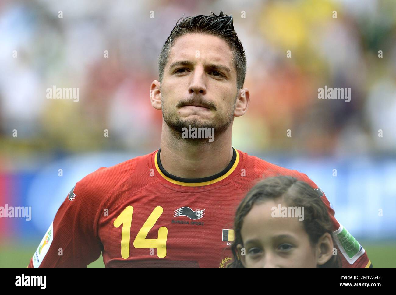 20140622 - RIO DE JANEIRO, BRAZIL: Belgium's Dries Mertens pictured during a soccer game between Belgian national team The Red Devils and Russia in Rio de Janeiro, Brazil, the second game in Group H of the first round of the 2014 FIFA World Cup, Sunday 22 June 2014.   BELGA PHOTO DIRK WAEM Stock Photo