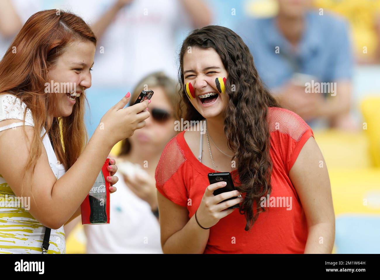 20140622 - RIO DE JANEIRO, BRAZIL: Red Devils' supporters pictured before a soccer game between Belgian national team The Red Devils and Russia in Rio de Janeiro, Brazil, the second game in Group H of the first round of the 2014 FIFA World Cup, Sunday 22 June 2014. BELGA PHOTO BRUNO FAHY Stock Photo